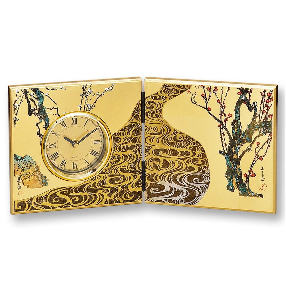 Amazon.co.jp: 山中漆器 蒔絵 光琳梅 屏風時計 : ホーム＆キッチン